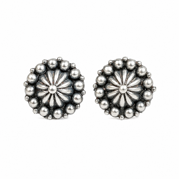 Silver Oxidized Dome Earrings