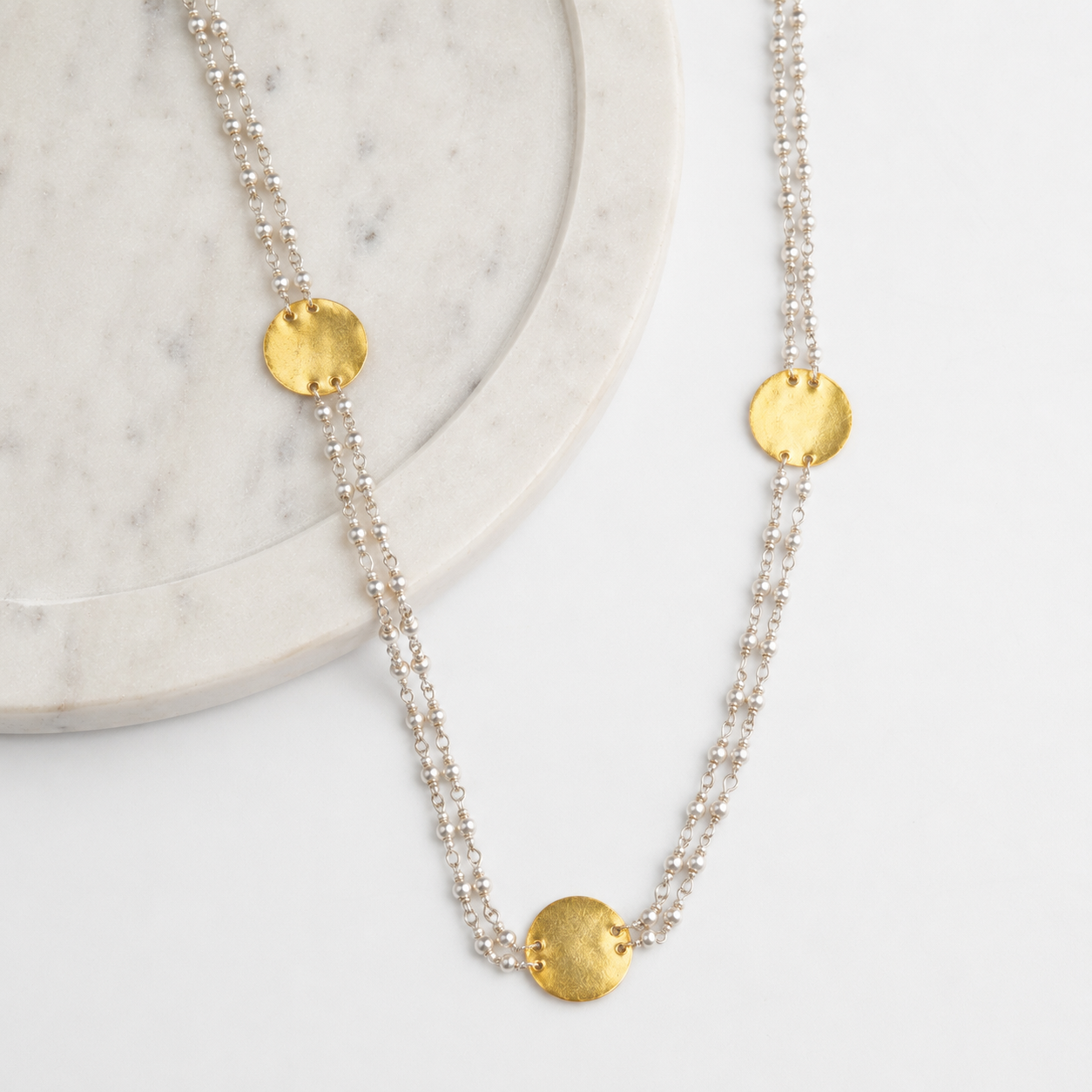 Coin Necklace with Pearl Ganthan | 22K Gold-Plated