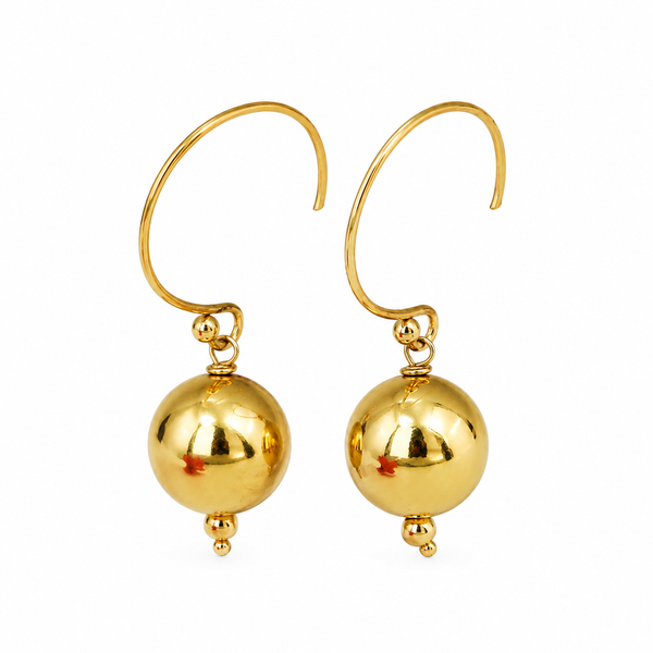 Silver Bead (10mm) Earring |  92.5 Silver | 22K Gold Plated
