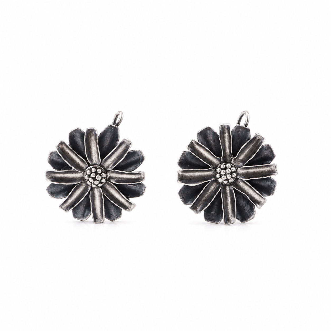 Silver Soorajmukhi (Flower Motif) Earrings
