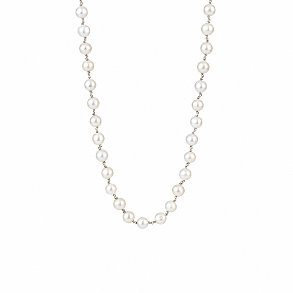 Silver Necklace with Pearls