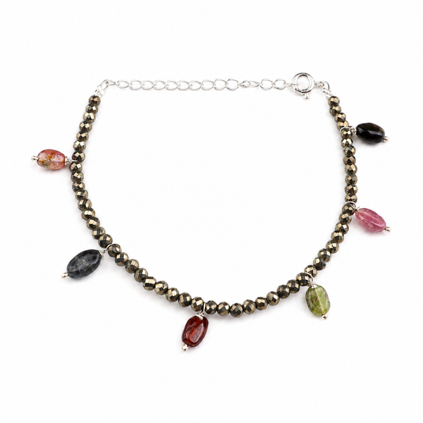 Pyrite Stone Silver Bracelet (Project Handmade)