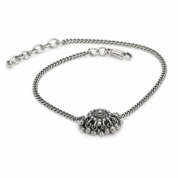 Silver Anklet Round and Ghungroo