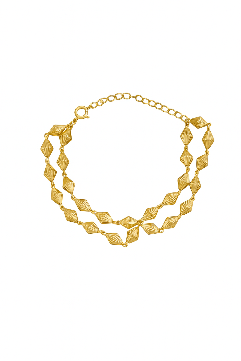 Gold plated double layer silver bead bracelet