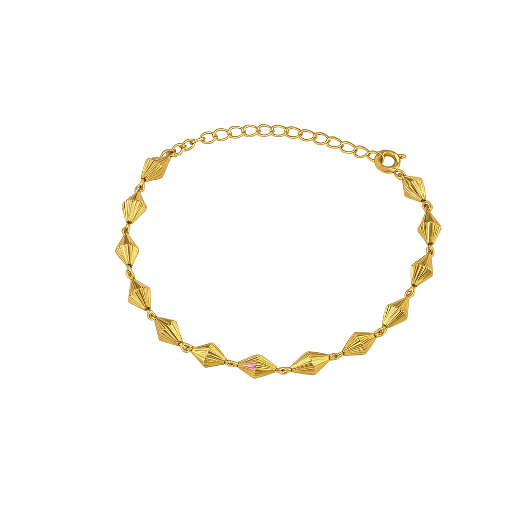 Gold plated single layer silver bead bracelet