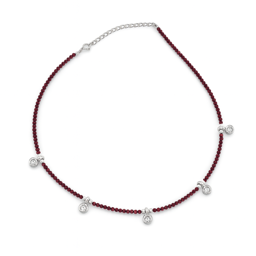 CZ pendant necklace with garnets