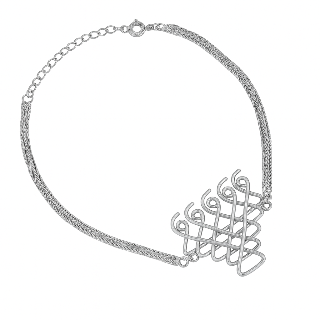 Saraswati Bracelet with Silver Chain ( Motif size : Medium )