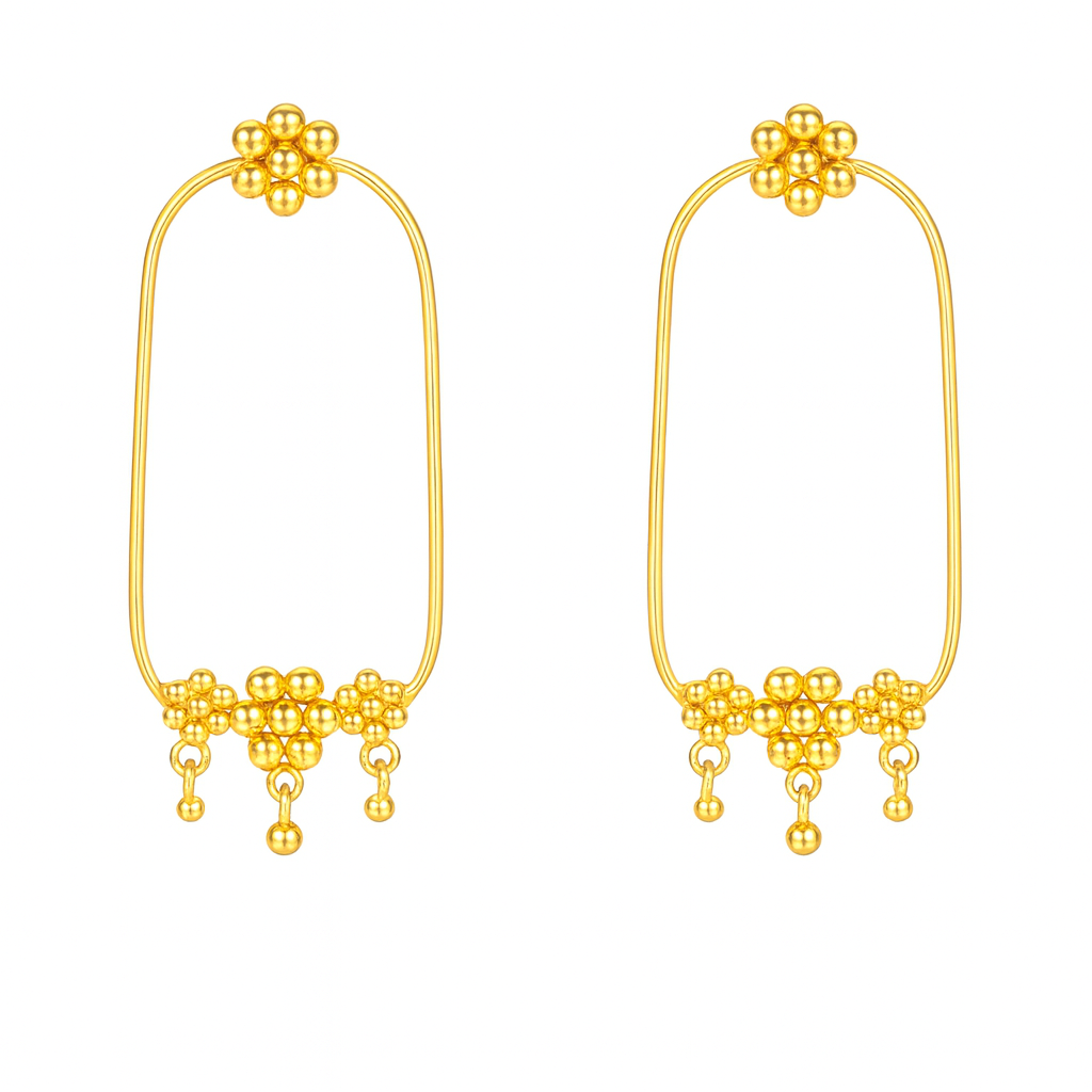 Kudi Chandbali Earring |  92.5 Silver | 22K Gold Plated | size : large