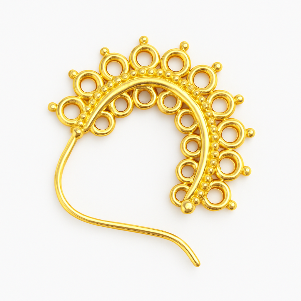 Filigree Nath  (Left, Pierced) |  92.5 Silver | 22K Gold Plated
