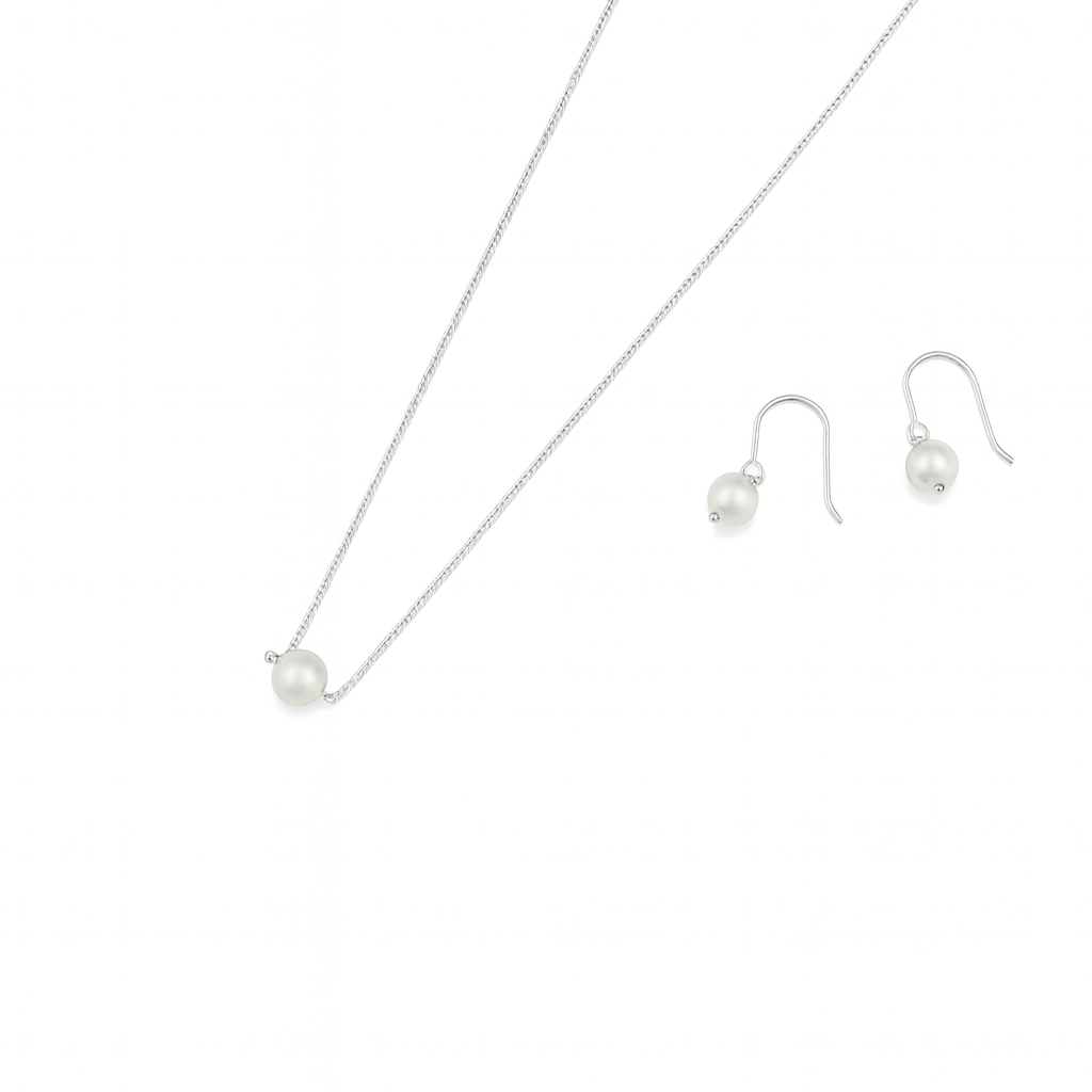 Classic pearl silver set - 8 mm fresh water pearl
