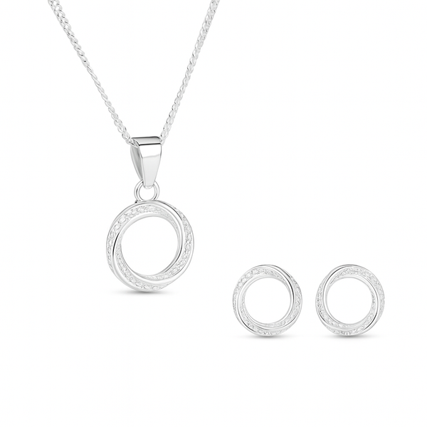 Swirl Set with Chain | CZ | 92.5 Silver
