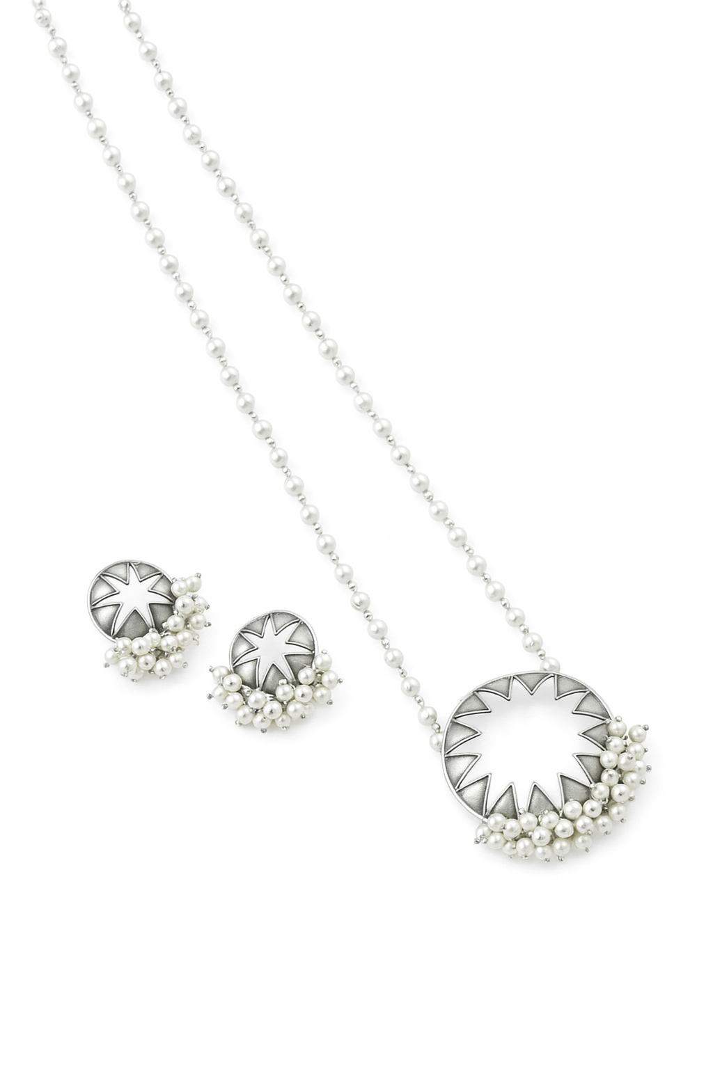 Silver Chakra with Pearls Set