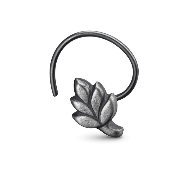 Silver leaf nose pin pierced in 92.5 sterling silver