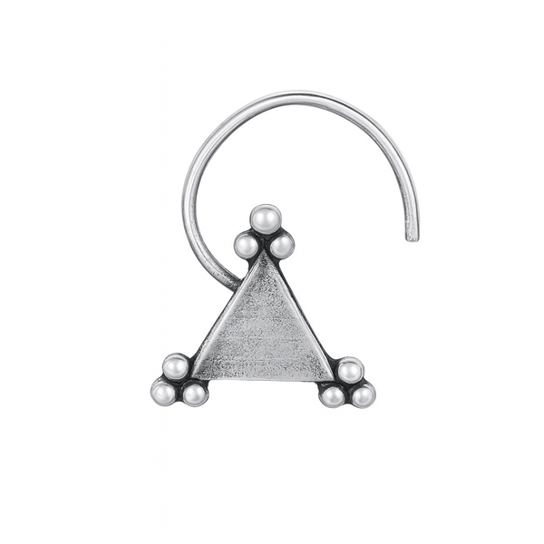 Trikon nose pin pierced in 92.5 sterling silver