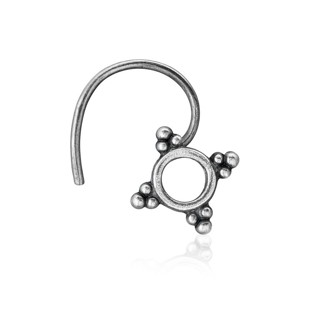 Nabha Nose Pin | Handmade 92.5 Silver - House of Aadyaa