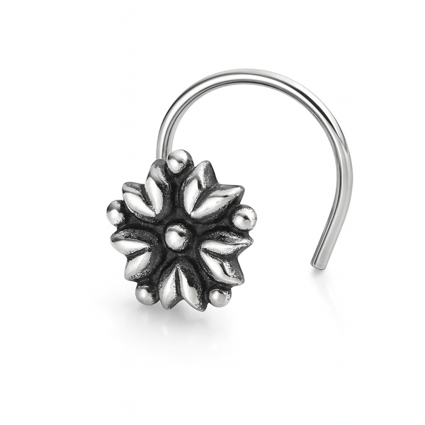 Mogra nose pin jasmine motif in 92.5 sterling silver