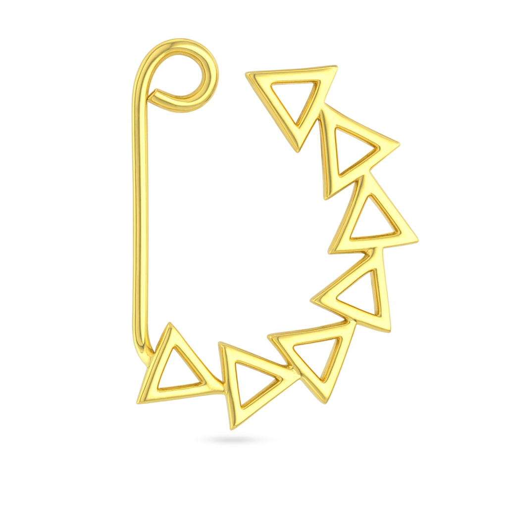 Triangle Line Nath  (Left, Clip on) |  92.5 Silver | 22K Gold Plated