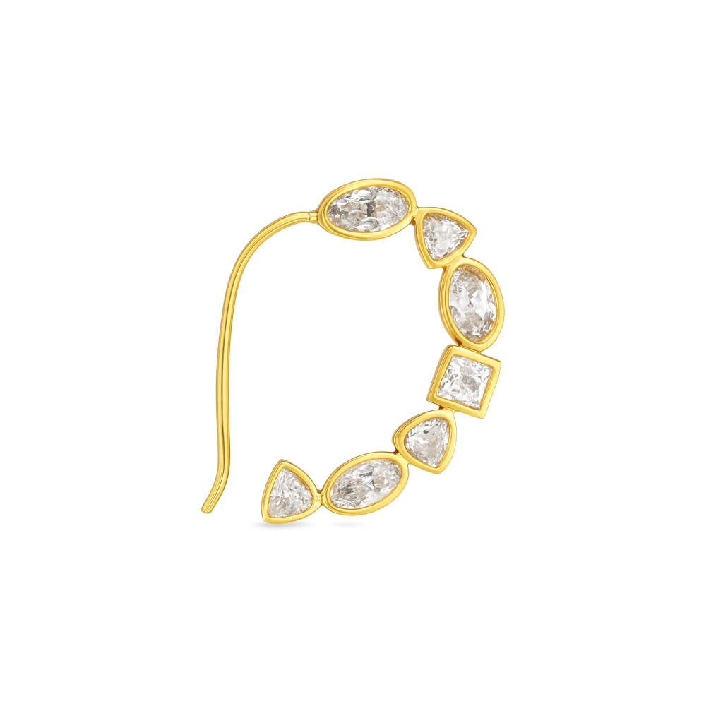 Silver CZ Nath Stones Gold Plated (Left, Pierced) | 92.5 Silver