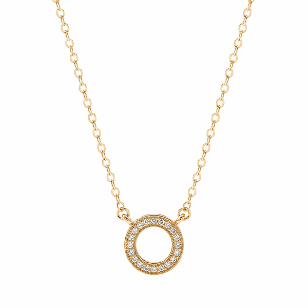 Circle CZ Pendant Necklace | 22K Gold Plated