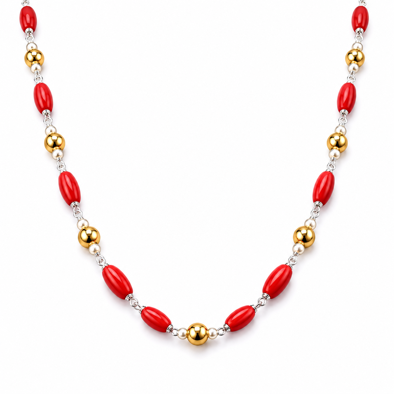 Coral Gold Plated Silver Chain (20 Inches)