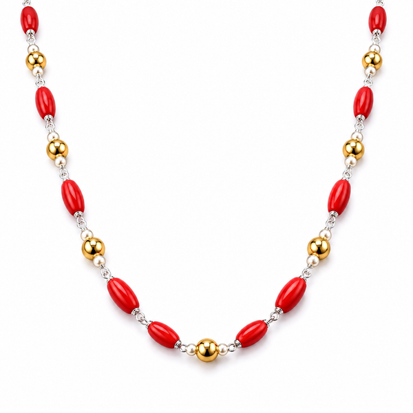 Coral Gold Plated Silver Chain (20 Inches)