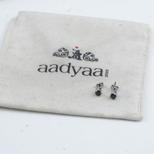 Silver Black Onyx Stud Earrings