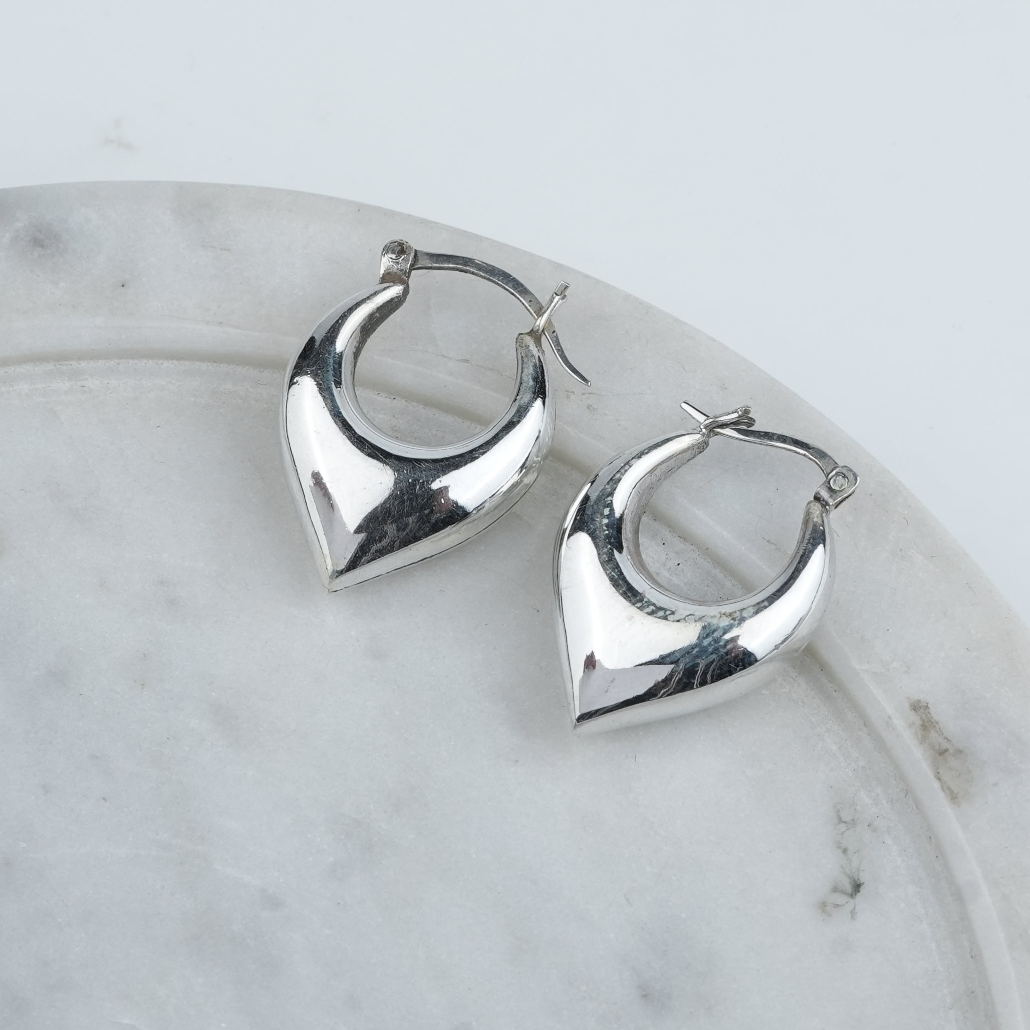 Silver Crescent Hoops