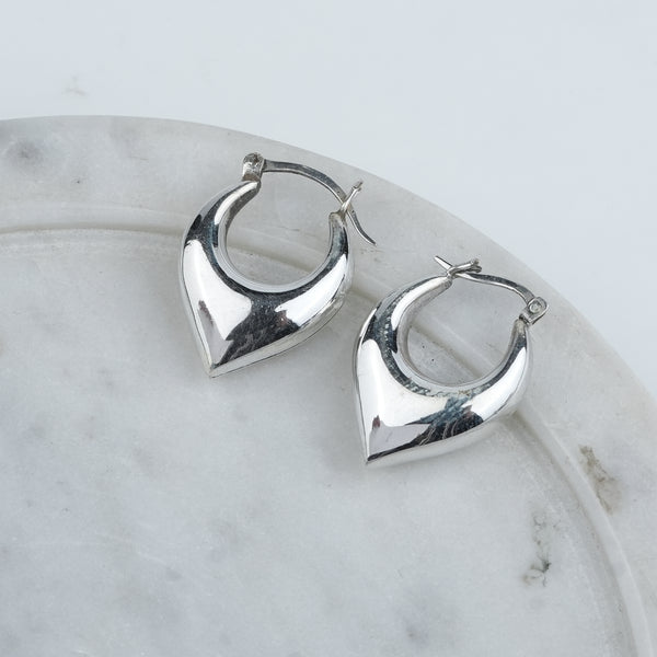 Silver Crescent Hoops