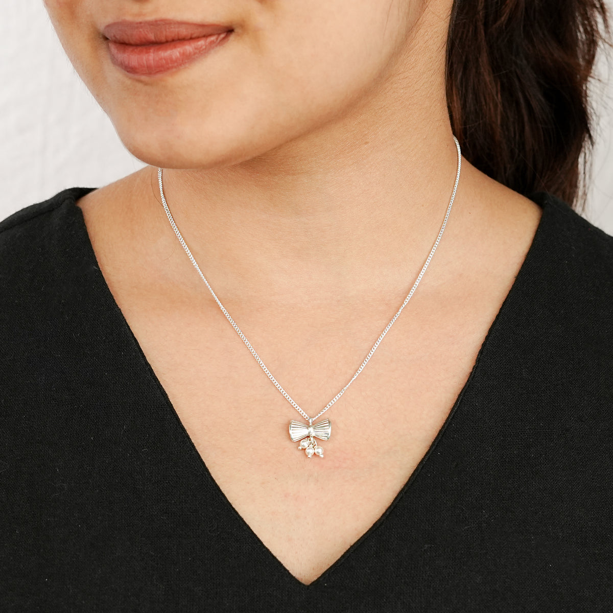 Silver Damru Pendant Necklace