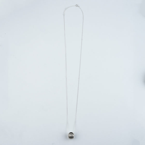 Silver Textured Round Bead Long Necklace