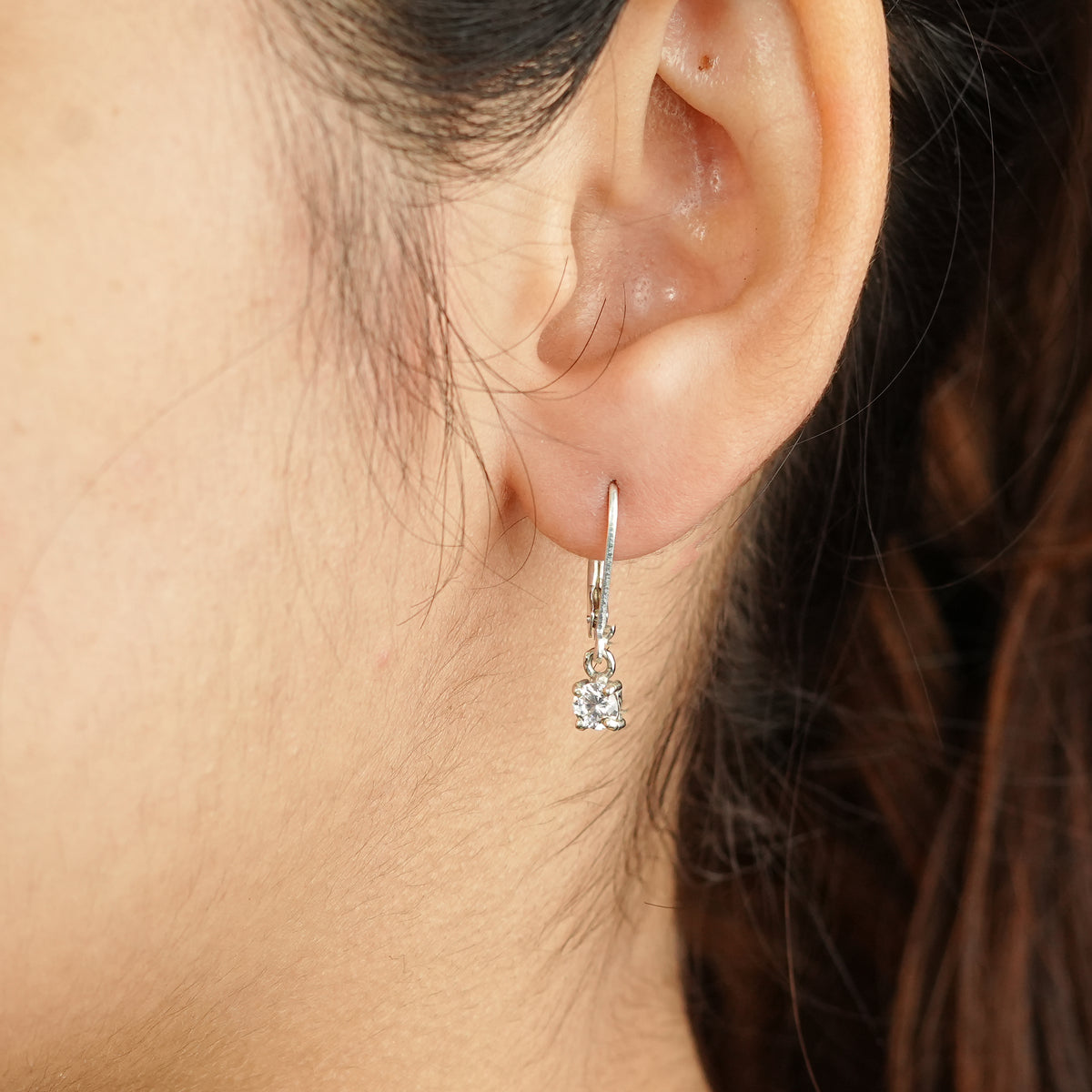 Silver CZ Round Earrings