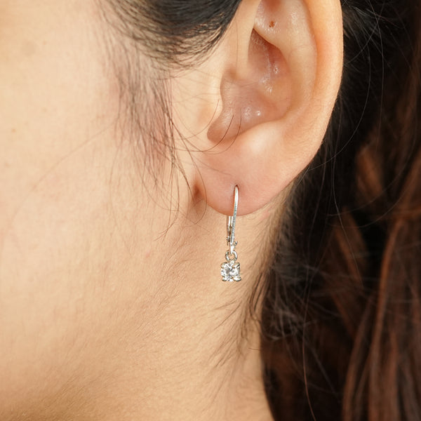 Silver CZ Round Earrings