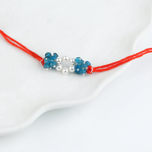 Rhodolite & Pearl Handmade Silver Rakhi
