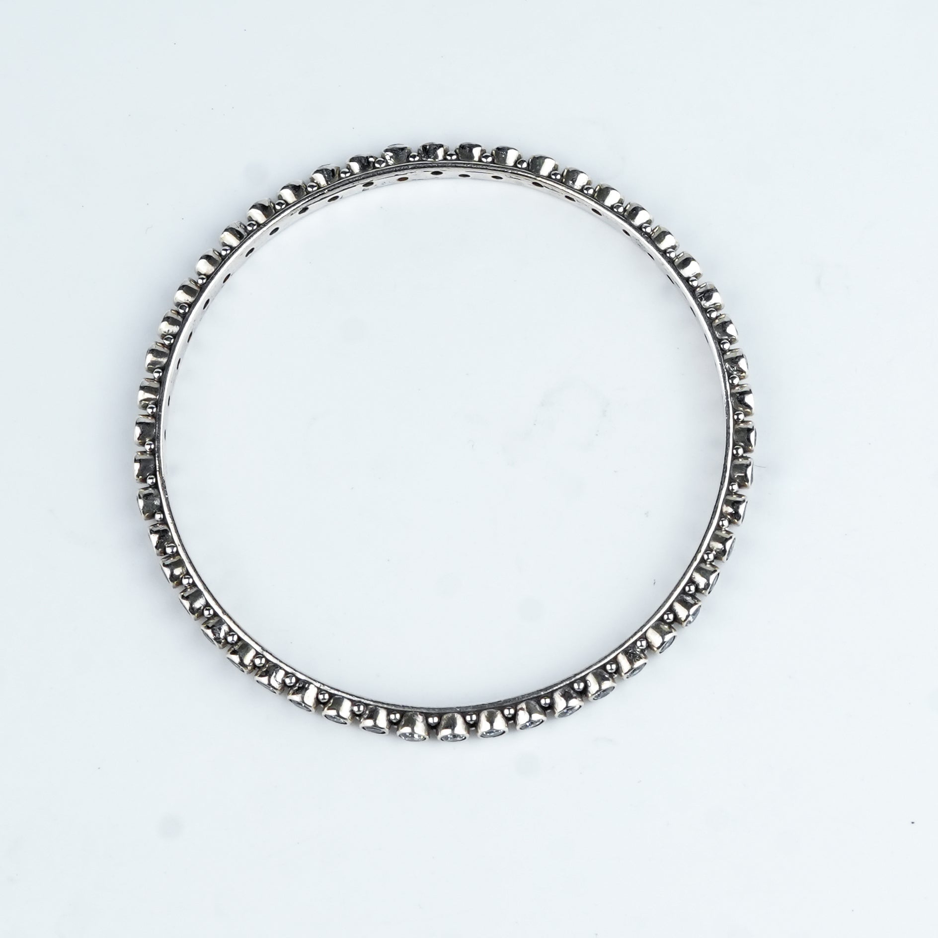 Silver Bangle with White CZ Stone
