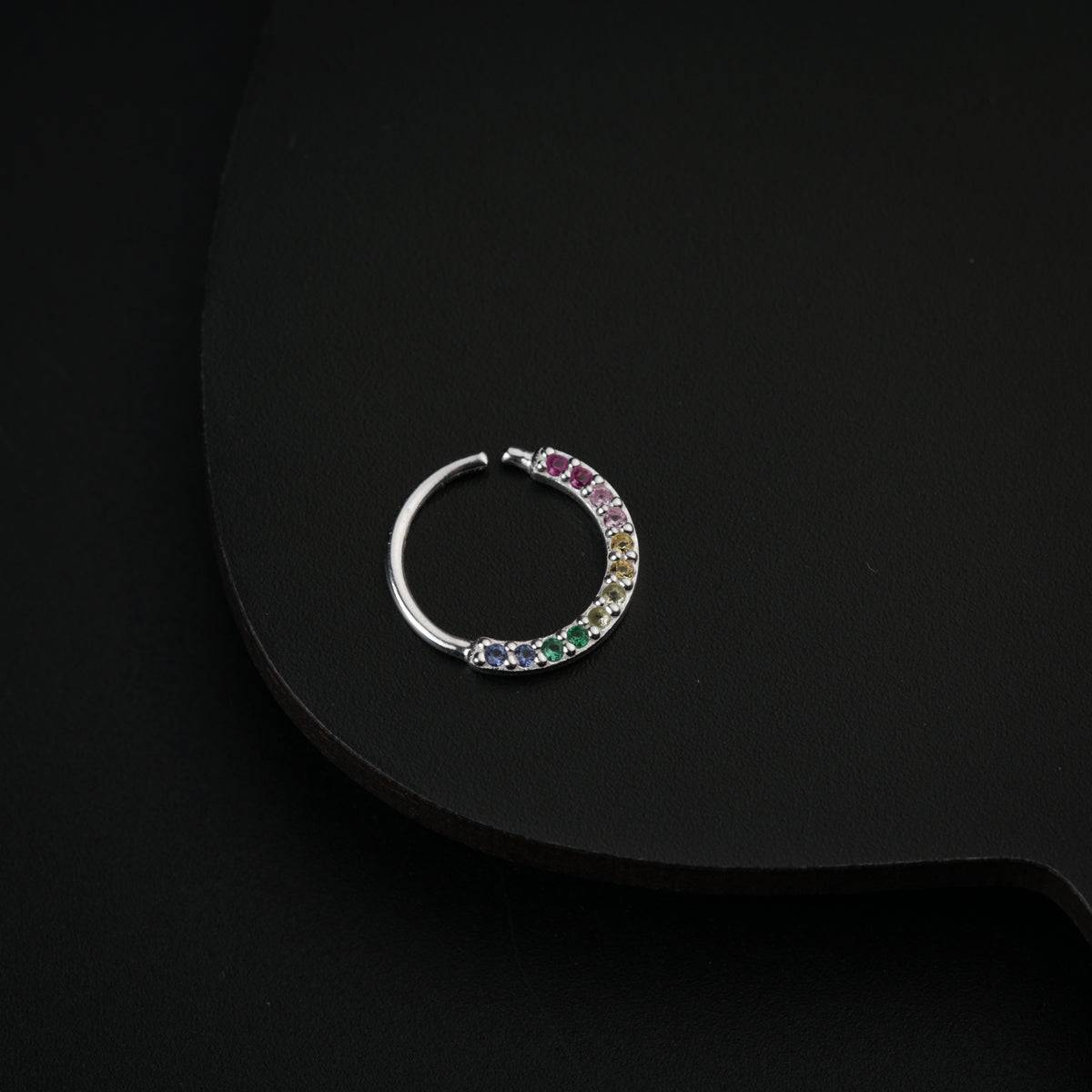 Silver Round Nose Ring ( pierced , right side or Pierced Septum )