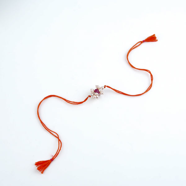 Ruby & Pearl Handmade Silver Rakhi