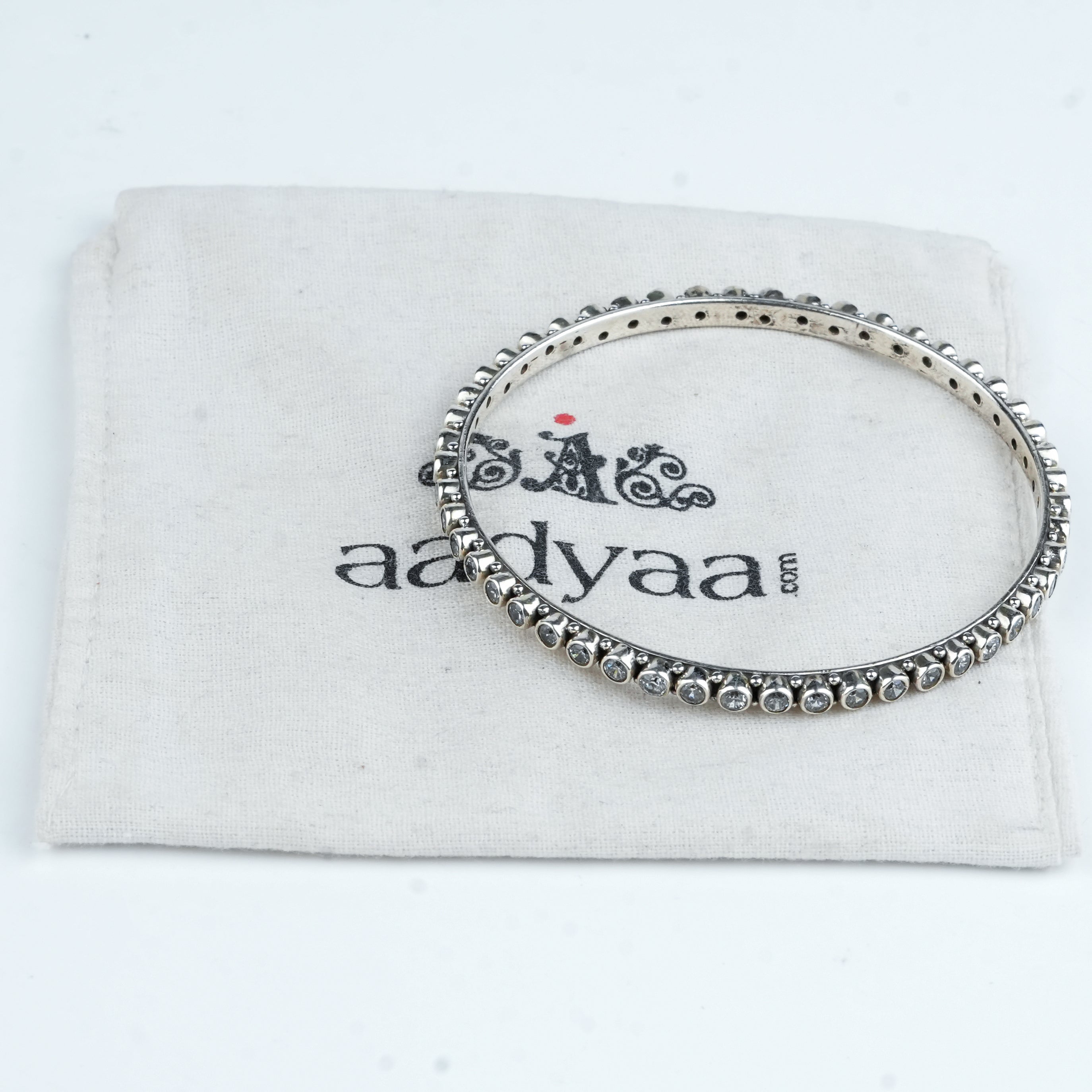 Silver Bangle with White CZ Stone