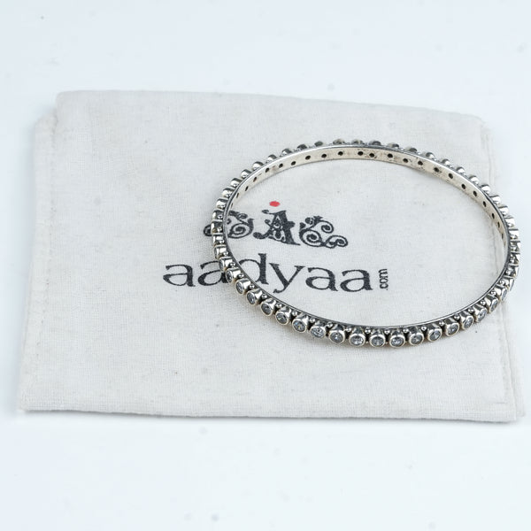 Silver Bangle with White CZ Stone