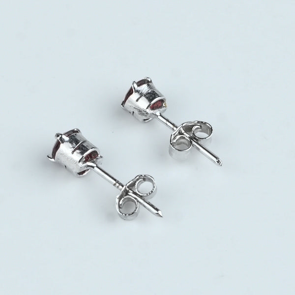 Silver Garnet Stud Earrings