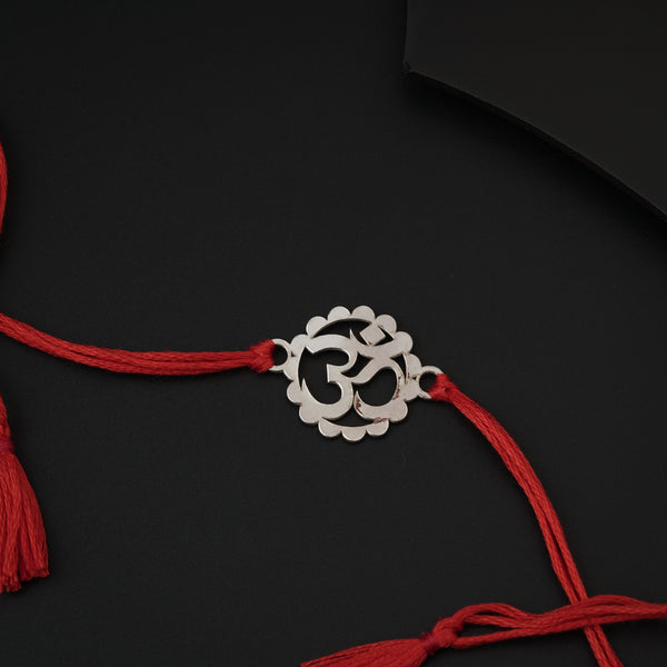 Silver Laser cut Om  Rakhi: Small