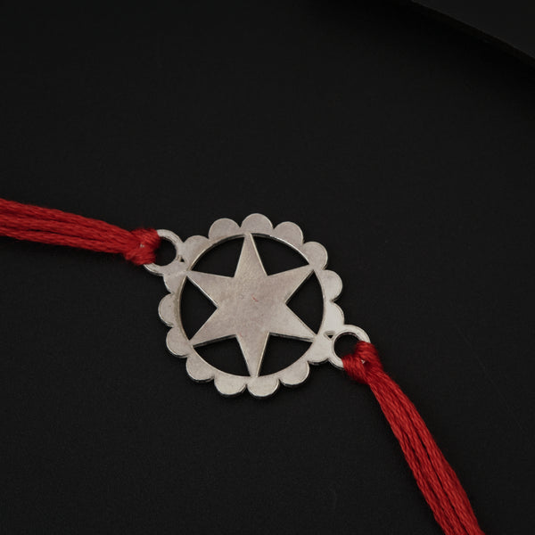 Silver Laser cut Star Rakhi: Small