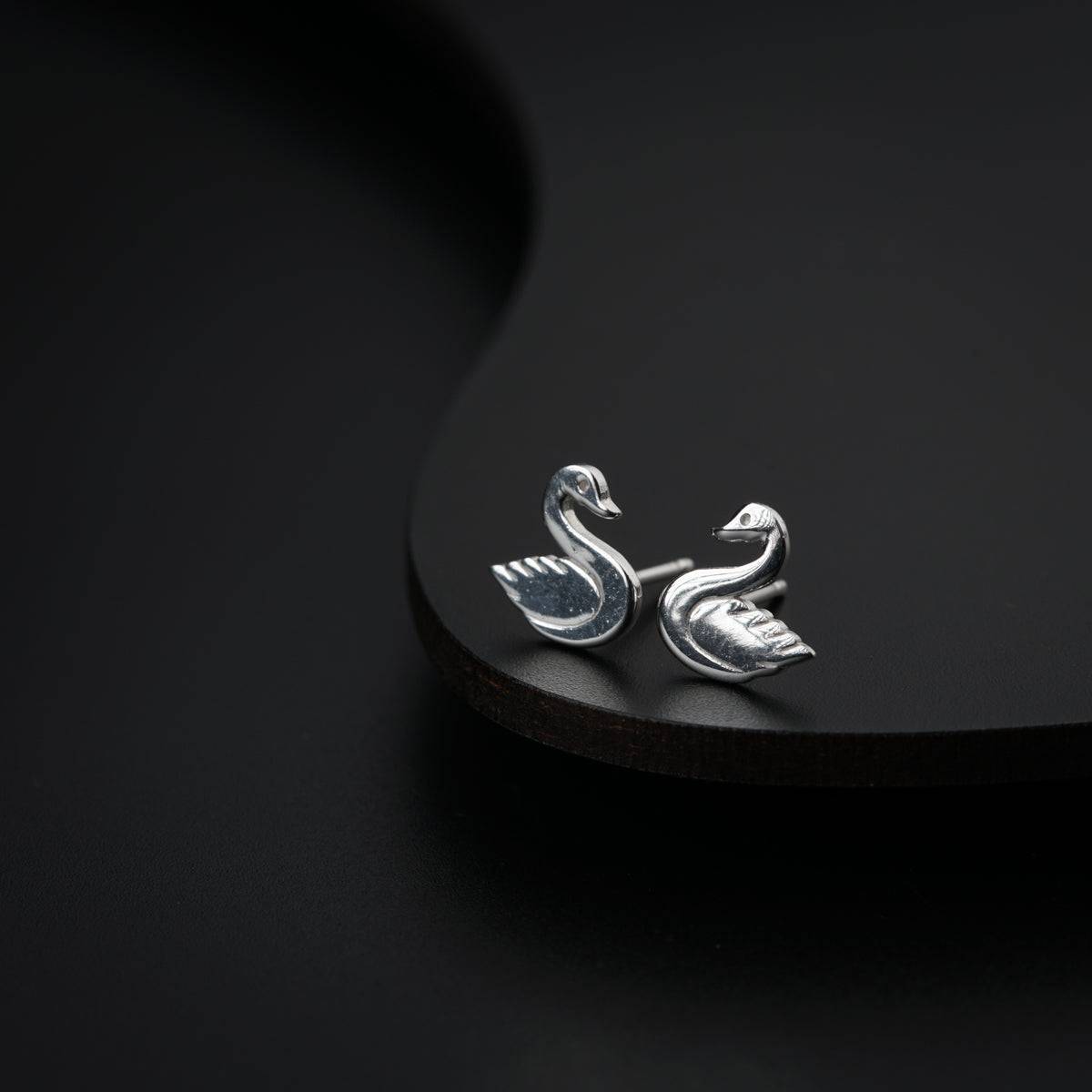 Silver Swan Studs