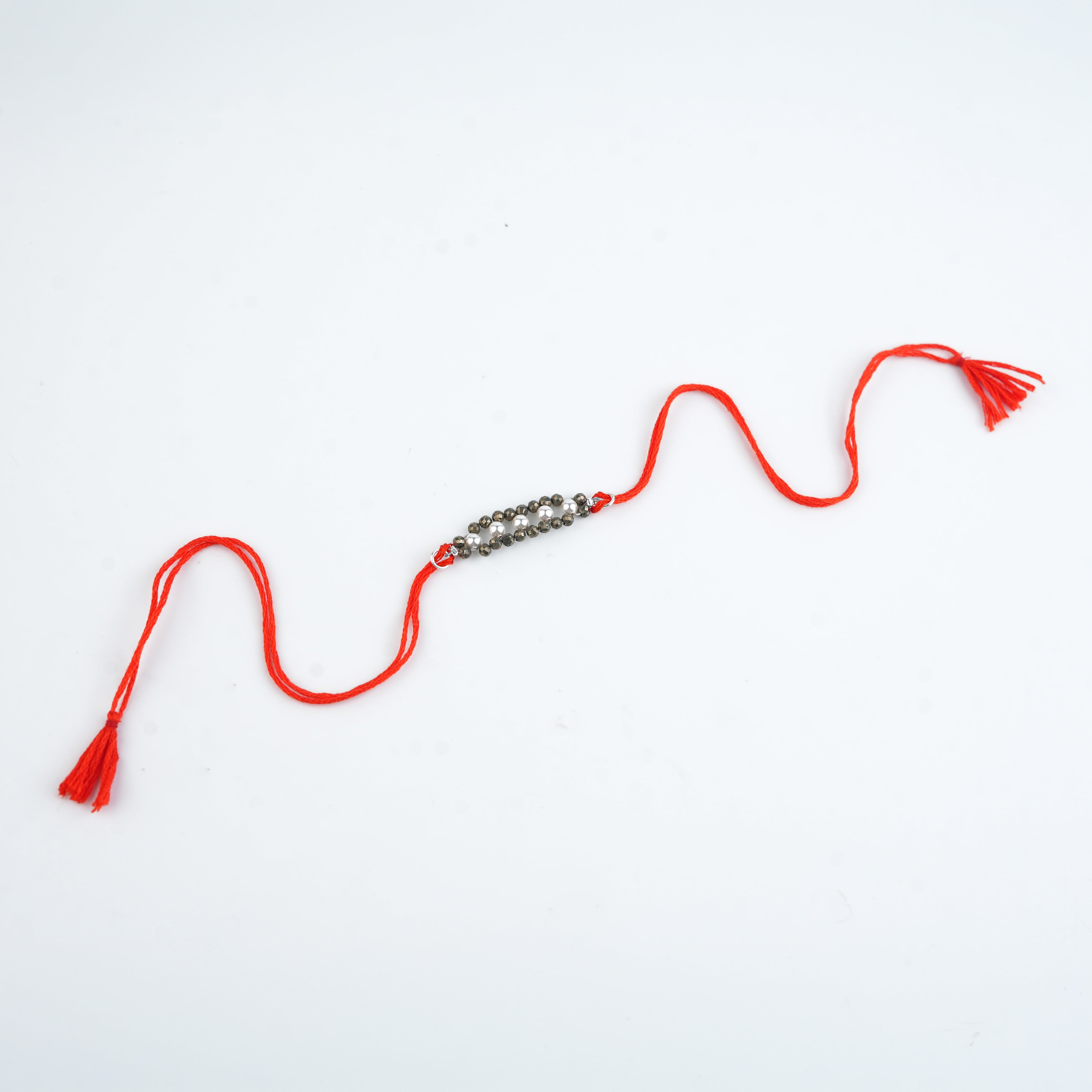 Pyrite & Pearl Handmade Silver Rakhi