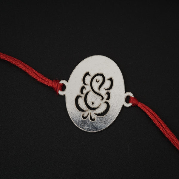 Handcrafted Silver Rakhi: Ganesh