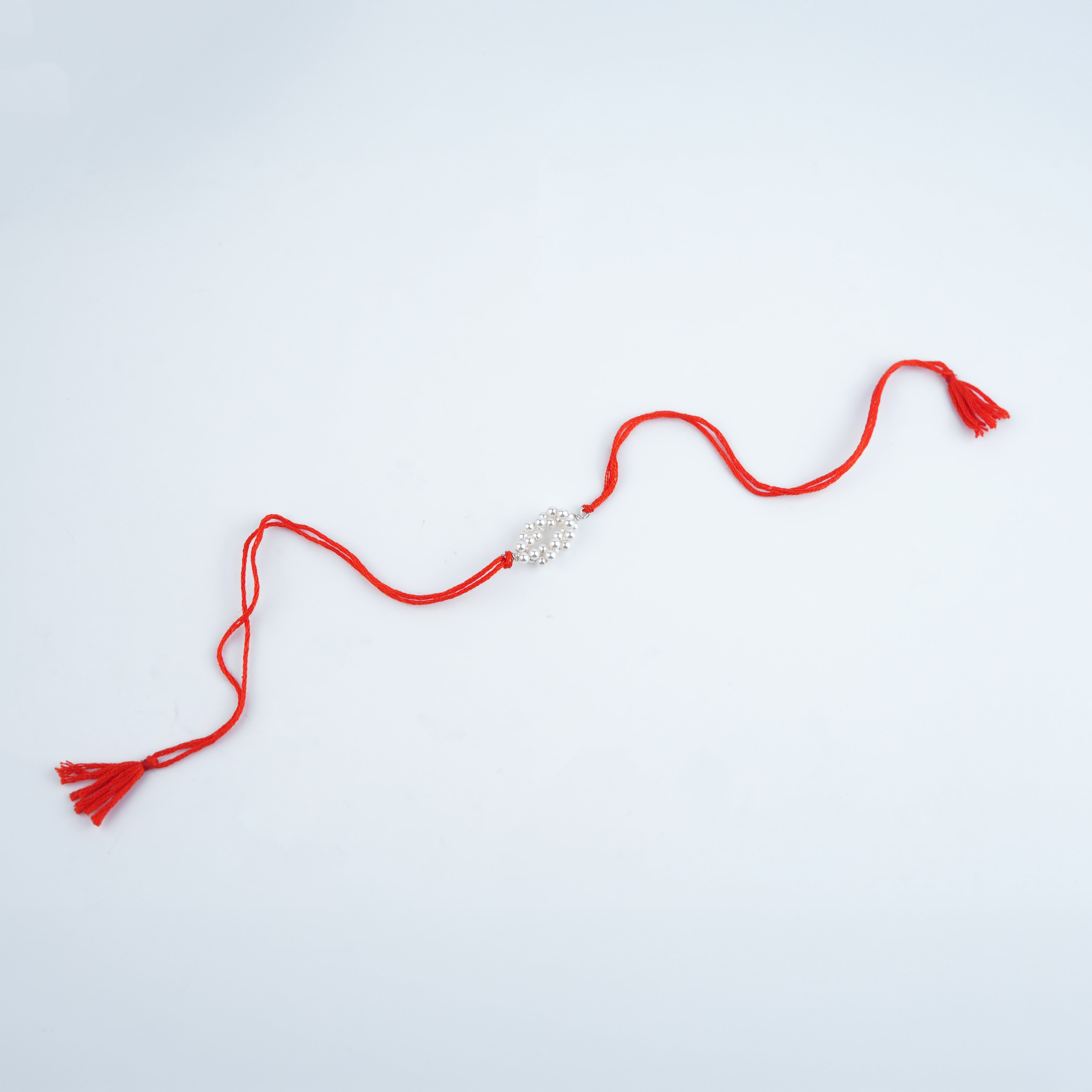 Twisted Pearl Handmade Silver Rakhi