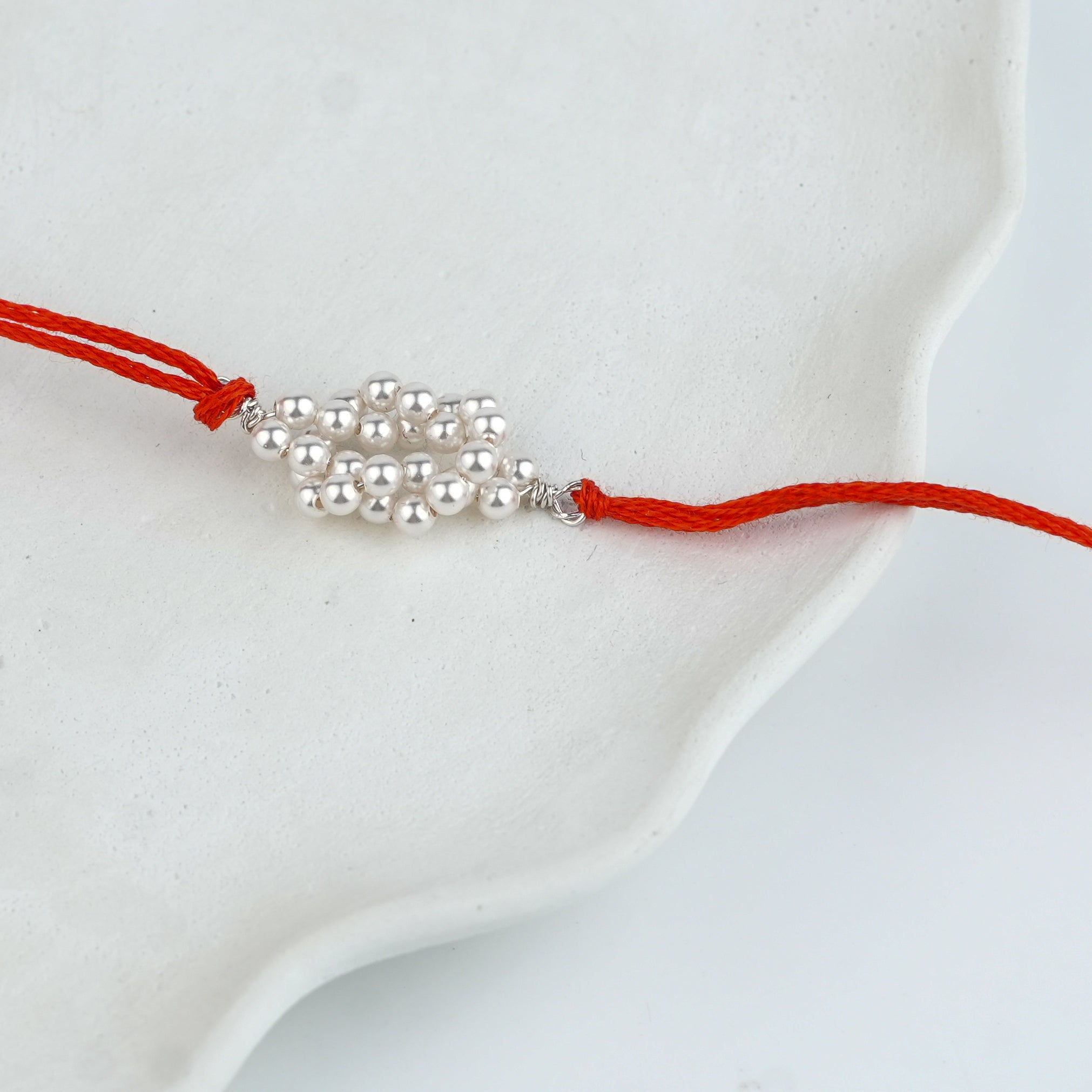 Twisted Pearl Handmade Silver Rakhi
