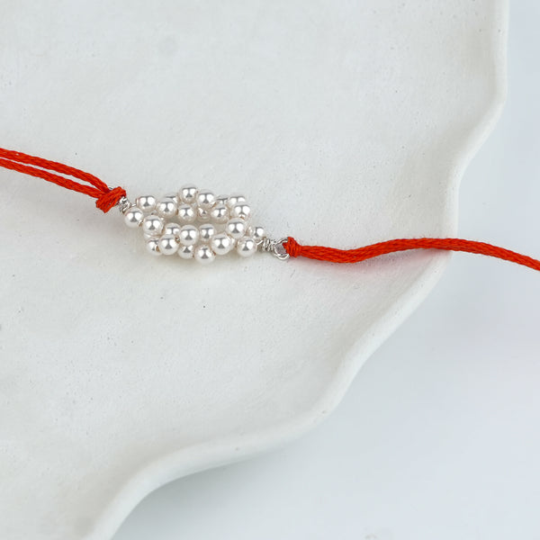 Twisted Pearl Handmade Silver Rakhi