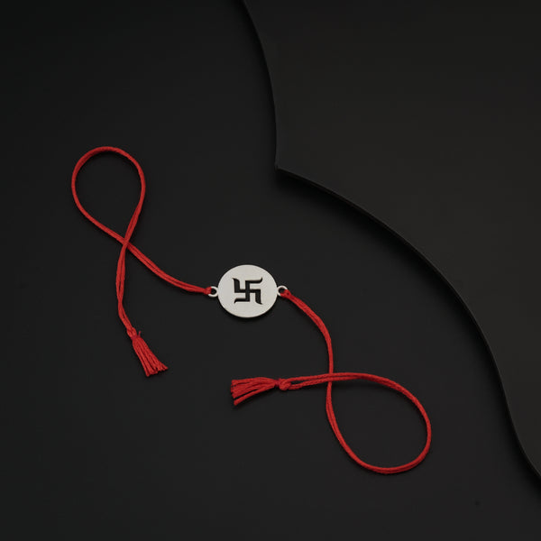 Handcrafted Silver Rakhi: Swastik