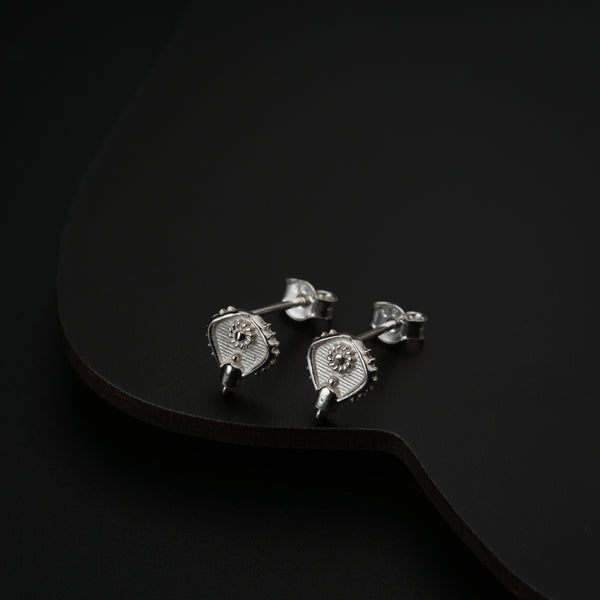 Silver Saaj Motif Earring Small: बदाम (Badam)