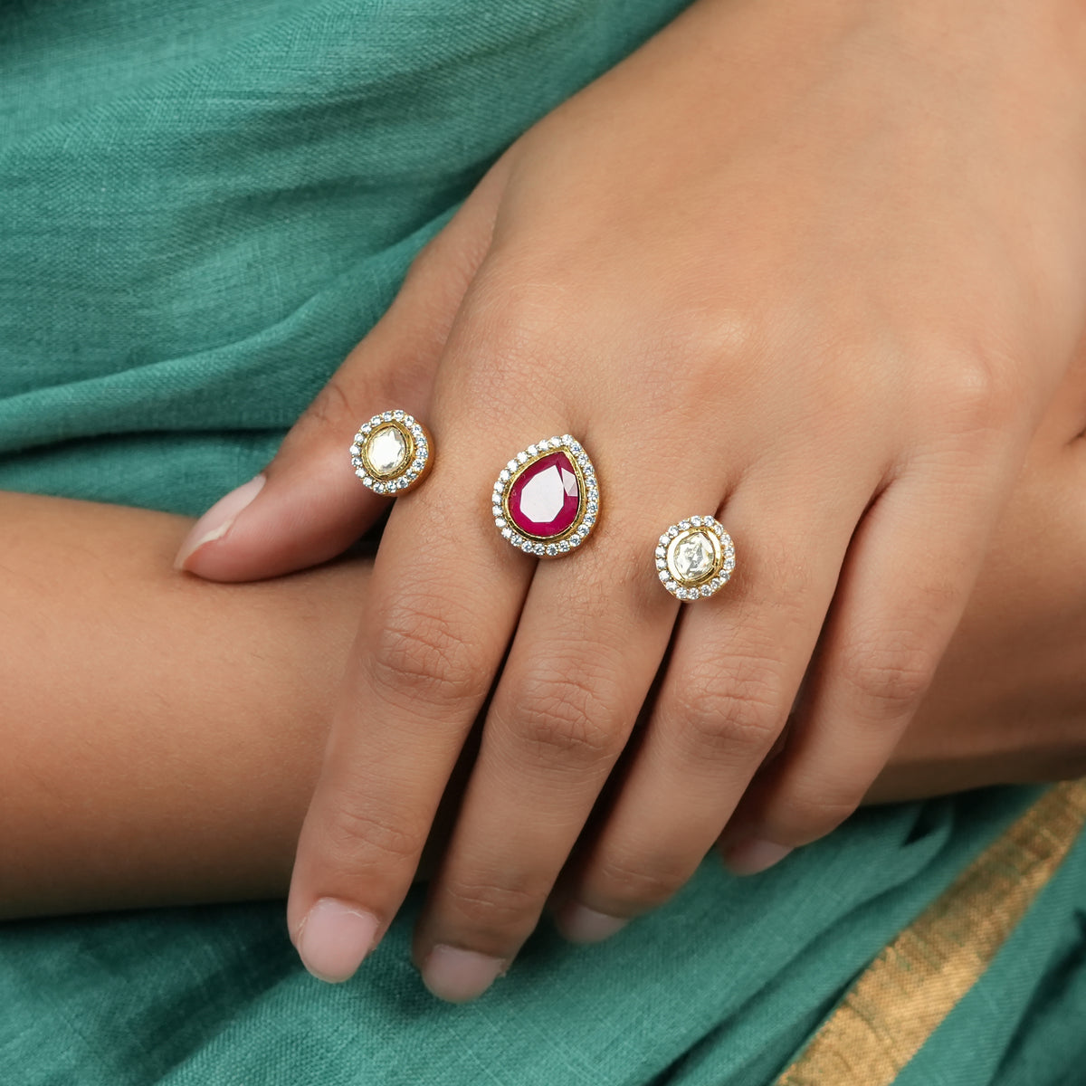 22K Gold Plated Fashion Two Finger Ring